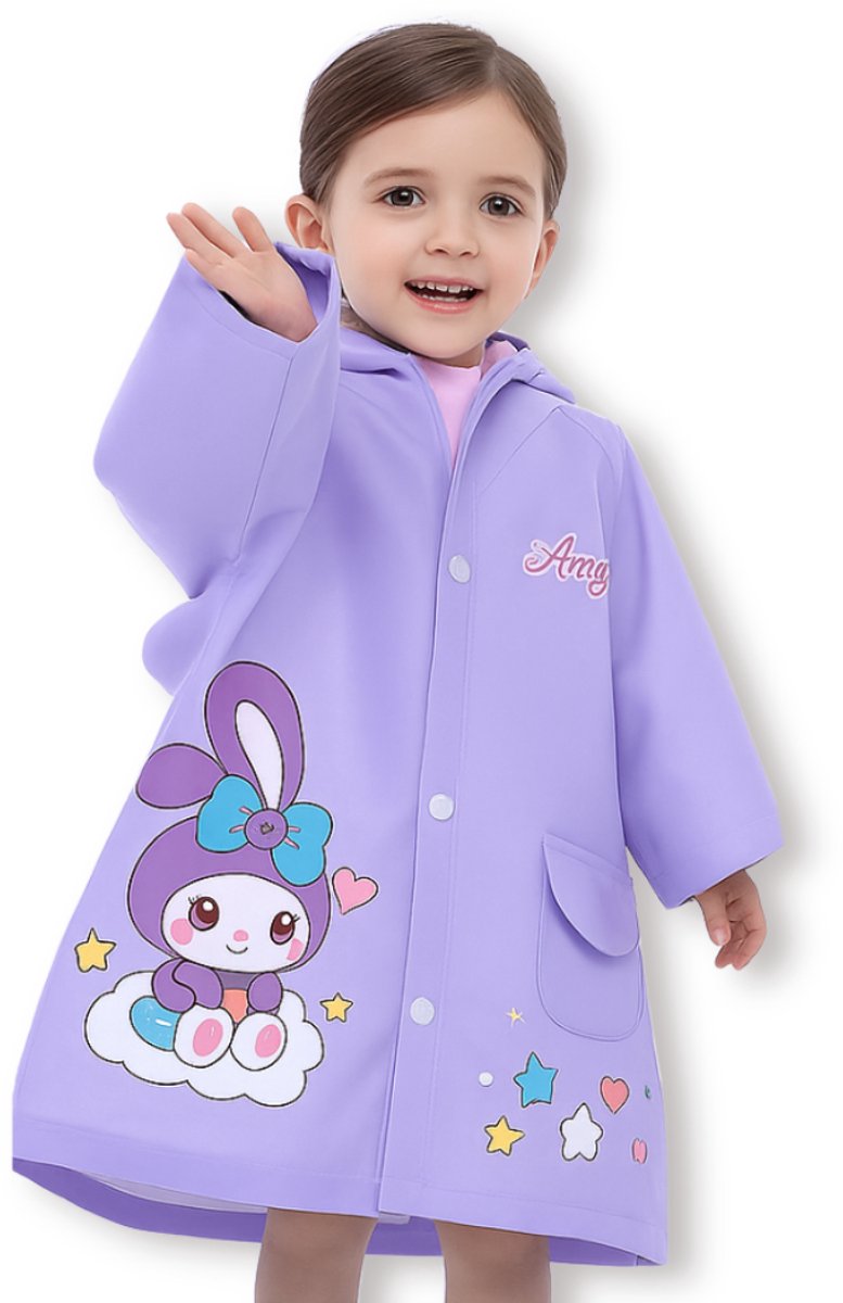 BoefieBoef Paars Kinder Regenjas Konijntje – 4 tot 8 jaar – Kleuter RegenPoncho – Premium EVA Waterdicht – Regenmantel - Regen Winter School Buitenspelen – Knutseljas – Cadeau Tip voor Meisjes & Jongens – lengte 105-125 cm - Circus
