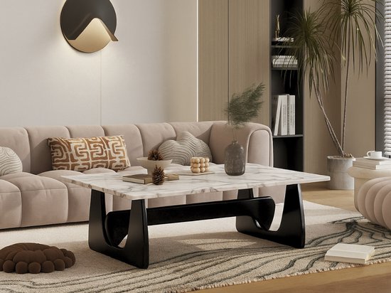 Salontafel Marmer - Zwart Hout - Marmer tafelblad - Coffee table - Koffie table