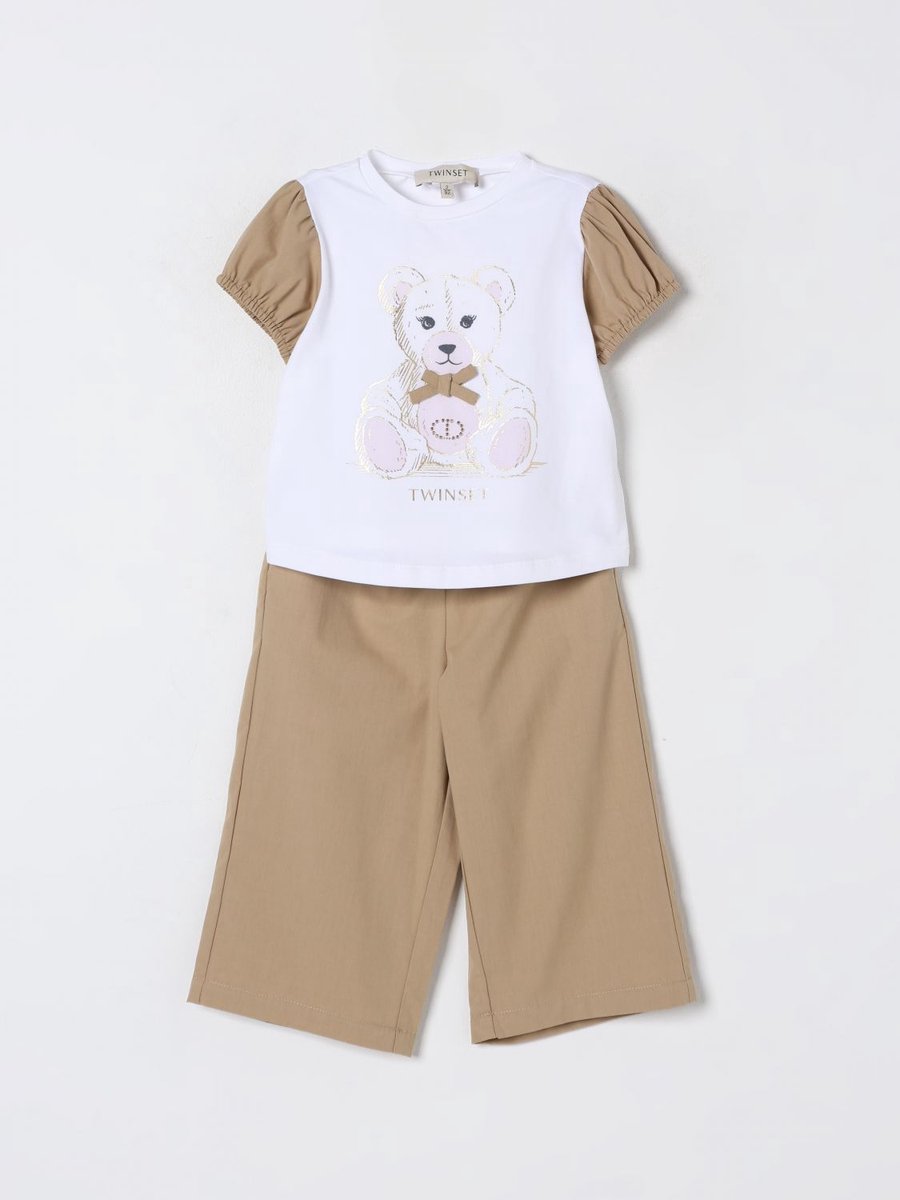 Girls Teddy Bear TwoPiece Set Kids - White Ropes Cords