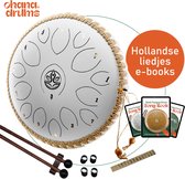 Ohana Drums® Tongue drum - Handpan – Gewoon Wit – 36 cm Ø – Klankschaal – 15 noten – Yoga Drum – Muziekinstrument voor kinderen - Chakra meditatie en ontspanning - Incl. Hollandse liedjes e-book