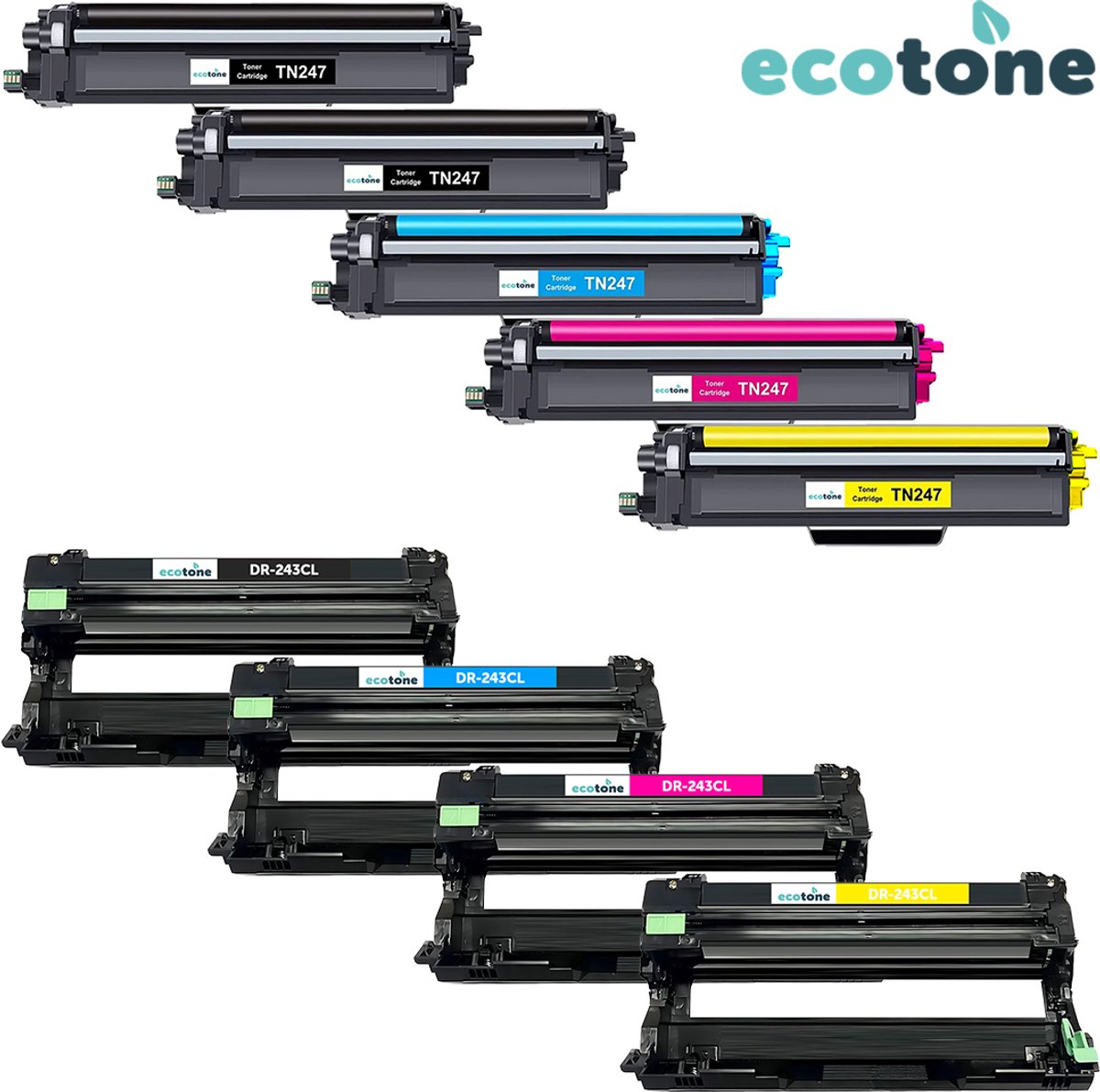 Ecopack (Replaces Brother TN-247 toner/drum) 2xBl+1xCMY+1xDr - (BL 2x3000 Pages) (CMY 3x2300 Pages) (Drum 1x18000 Pages)