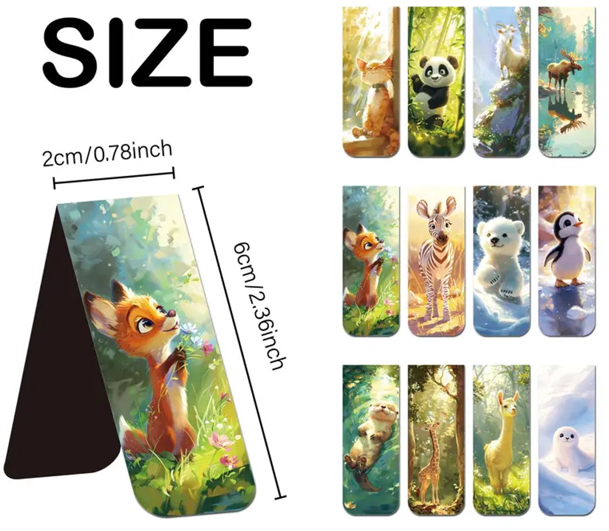 12x Magnetische Boekenleggers met Schattige Dieren – Kleurrijke en Stevige Pagina Clips voor Boekenliefhebbers, Leerkrachten en Feestjes – VİWADO Cadeauset