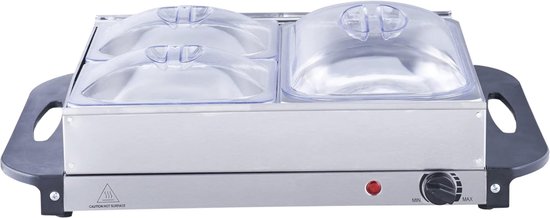 Elektrische Buffetwarmer met Warmhoudplaat - Warmhoudbakken - Warmhoudschalen - Voedsel Verwamer - 2x2.4 Liter - Ge soleerde Handgrepen - Variabel Instelbare Temperatuur - Inclusief EBOOK — afbeelding 5