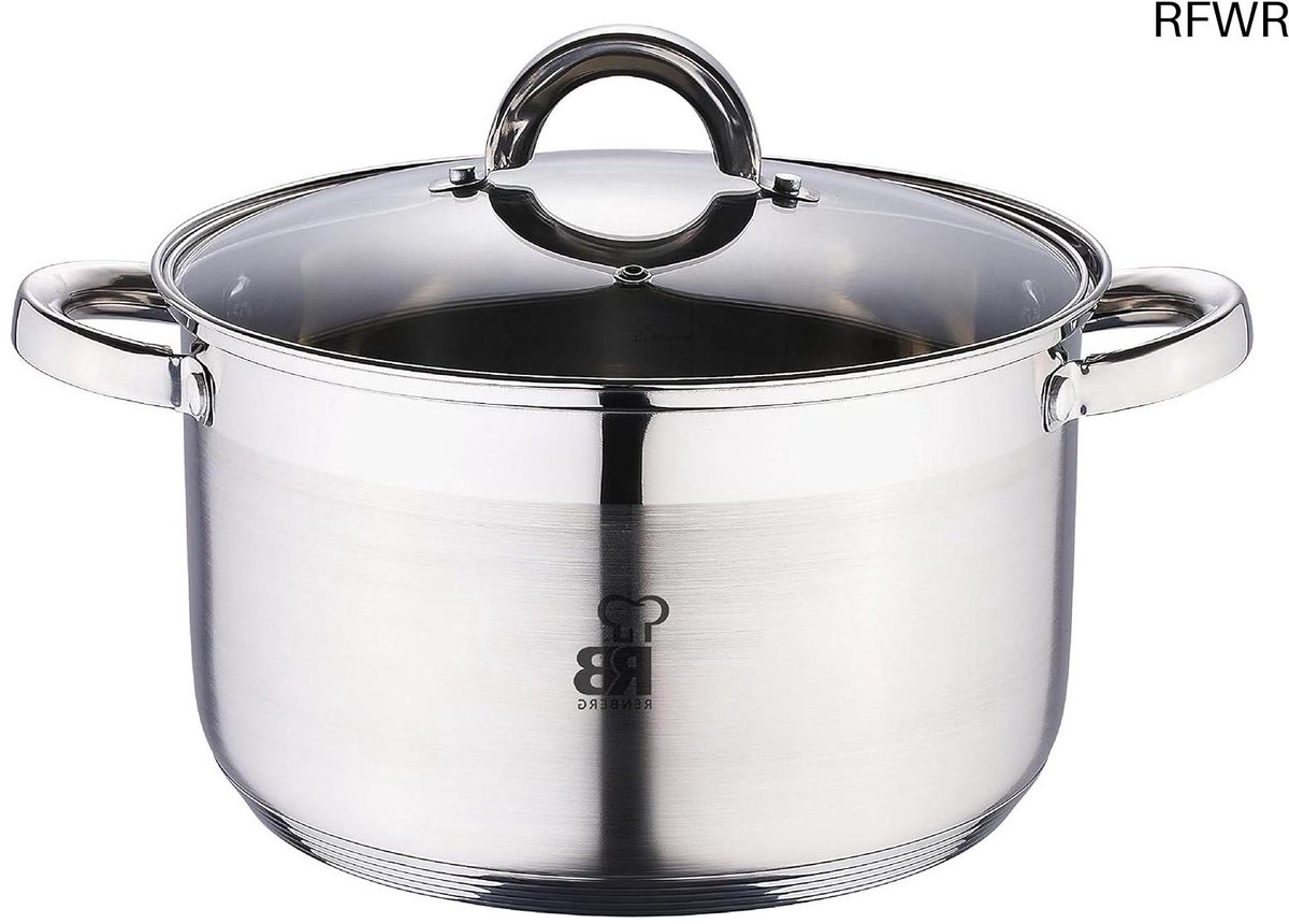 RFWR® Braadpan met Deksel 24 cm Roestvrij Staal 6,3L voor Inductie