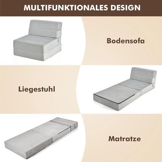 RFWR® 3-in-1 Opvouwbare Slaapbank met Hoofdeinde - Multifunctionele Ligstoel en Matras voor Woonkamer van RFWR — afbeelding 3