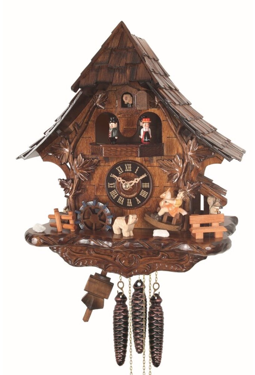 Engstler - 4775_MT - Koekoeksklok - 1-daags kettinguurwerk - Notenhout - met muziek met dansend paar - 35 cm