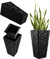 Kadax Bloempot Met 3D-effect, Bloempot Van Kunststof In 4 Kleuren Plantenbak Met Inzetstuk En Praktische Handgrepen Kunststof Pot Outdoor Plantenbak Binnenpot Zwart Hoogte 55 5 Cm 764248394