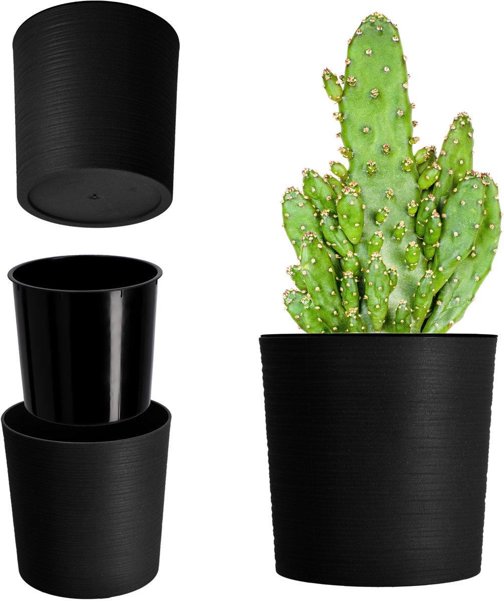 Hobby Hall Bloempot Met Houtspaanders, Elegante Bloe Met Uitneembare Inzet Bloempotbescherming Voor Kantoor Bloembak Pot Tuinschaal Diameter 25 Cm Creme 764411825