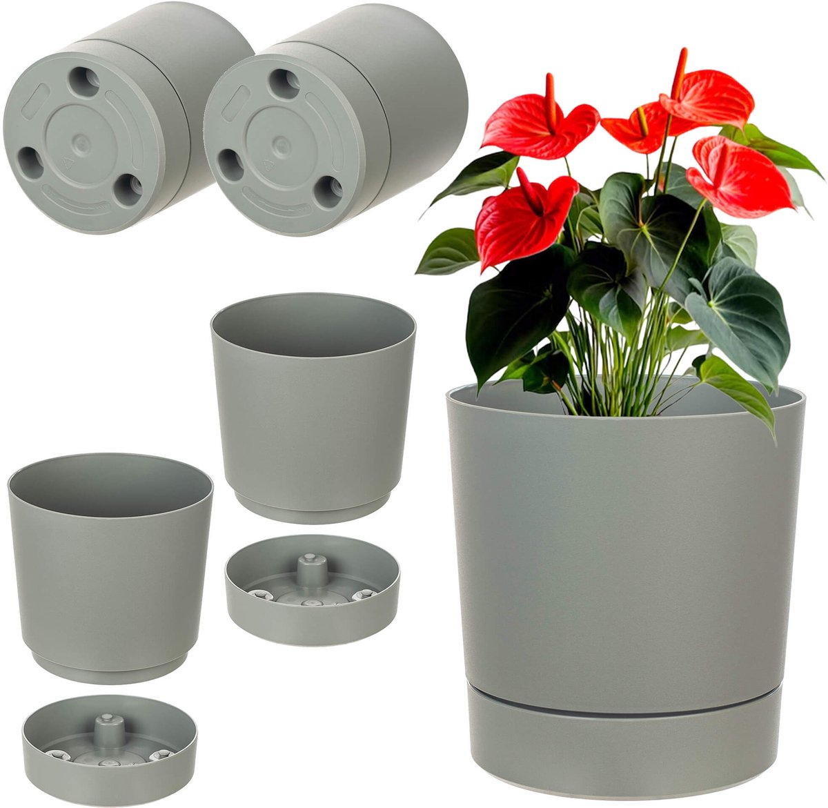 KADAX AURA 145 gerecyclede plantenbak met standaard - grijs