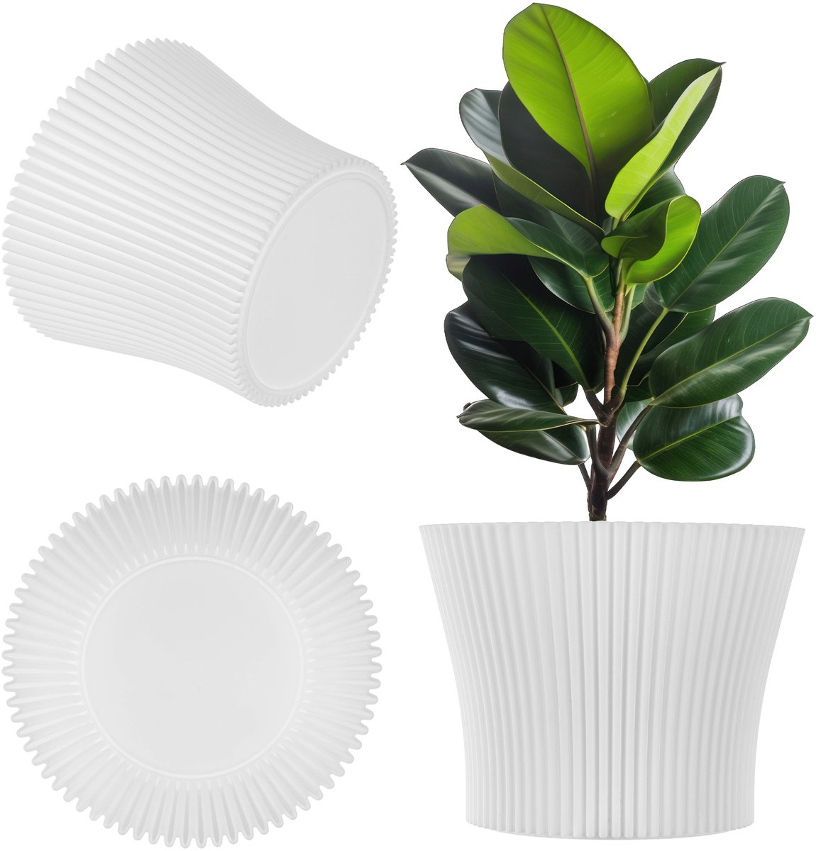 KADAX Kleine bloempot van kunststof, plantenpot voor vetplanten en kruiden, moderne bloempot voor binnen en buiten (wit, 13,5 cm)