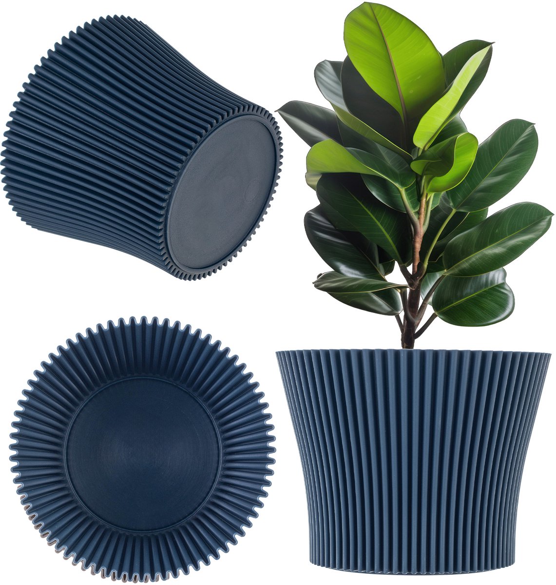 KADAX Kleine kunststof plantenpot voor vetplanten en kruiden, moderne bloempot voor binnen en buiten (donkerblauw, 11,5 cm)
