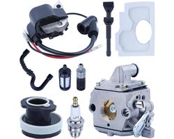 Geschikt voor MS180 Carburateur voor Stihl MS170 MS180 017 018 Kettingzaag Bougie + Brandstoffilter + Olieleiding + Oliefilter + Luchtfilter + Bobine Vervang C1Q-S57 C1Q-S57A C1Q-S57B 1130 120 0603