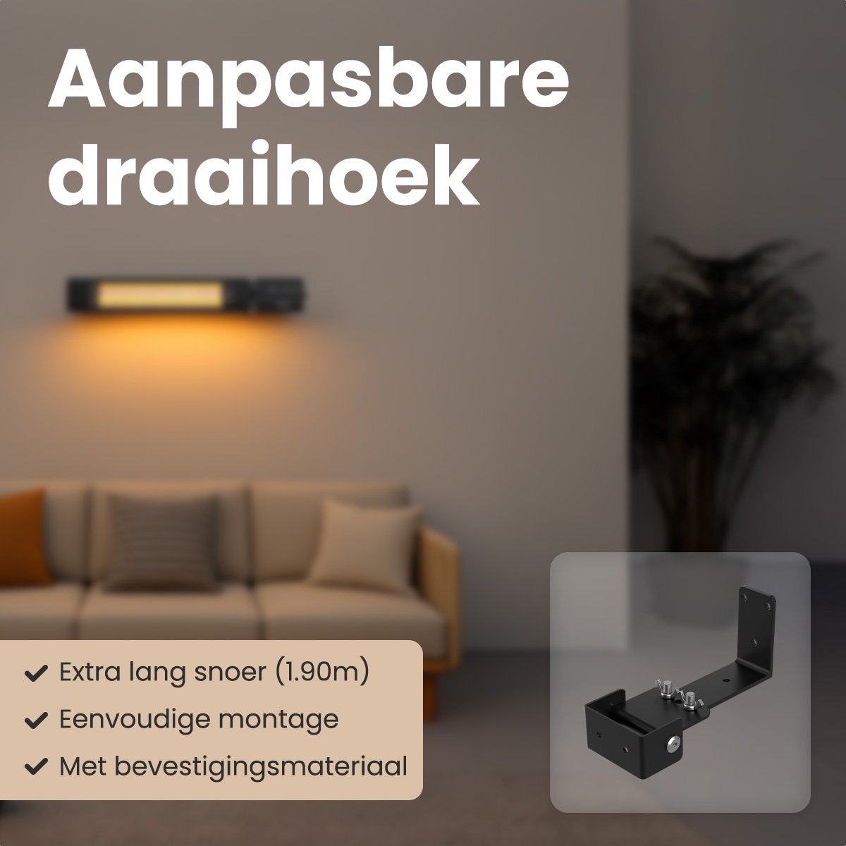 Auronic Terrasverwarmer - Infrarood Verwarming - Touch Display - 10m2 - IP65 - Elektrische Heater - 2000W - Afstandsbediening - 9 Standen - Zwart – foto 5