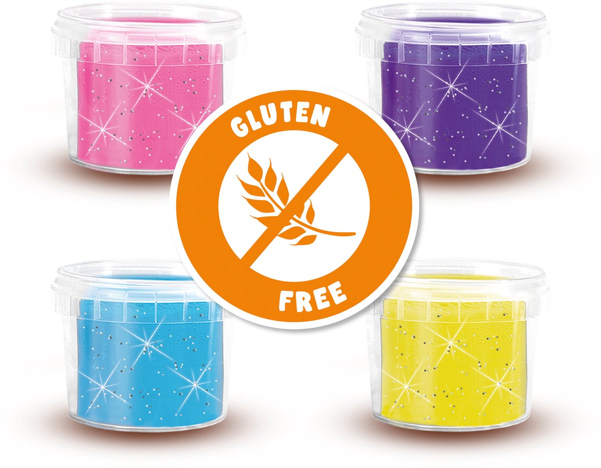 SES Creative - Glitter Klei - Glitter Kleuren (4x90g) - Vegan en Glutenvrij - Herbruikbaar - Uitwasbaar - Vanaf 2 jaar — afbeelding 4