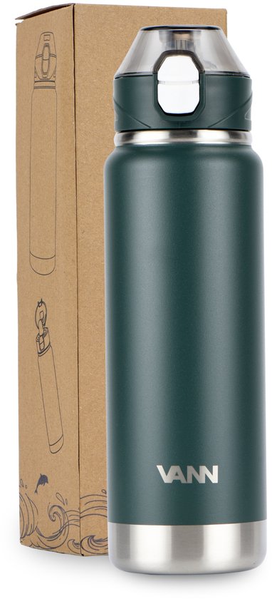 VANN® RVS Drinkfles met rietje 750 ML voor volwassenen - Bidon met rietje - sportfles 24 uur koud/12 uur warm - VANN ACTIVATE BOTTLE