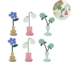 Acryl bureau memo houder standaard - 6 stuks schattige bloemen - tafel foto display clip - voor thuiskantoor - foto memo kaarten papieren notitie ansichtkaarten display
