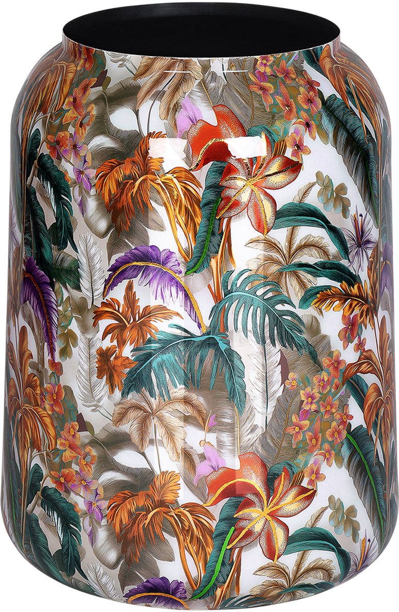 by Mooss - Bloempot - Planter - Floral - Epoxy - Ø 47 x 62 cm - Groot - Wit - Handgemaakt - Metaal - Trendy - Hip - Metallic - Highlight - Takken - Bloemen