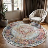 Picasso Keshan Vintage Rond Vloerkleed Multi / Beige Laagpolig- 200 CM Ø