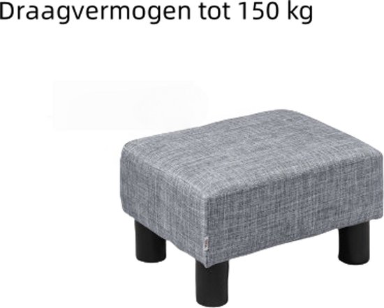 Rechthoekige voetenbank ottomane zitkruk - linnen - draagvermogen tot 150 kg - voor woonkamer hal slaapkamer - grijs
