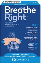 Breathe Right Anti Snurk Neusstrips - Neusspreider - Neuspleisters - Normale Huid - Large 30 stuks - Huidskleurig - Goede Nachtrust - Huidvriendelijk - Ideaal bij Verkoudheid en Allergieën