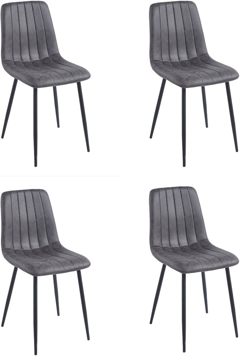 Quebec Eetkamerstoel Set van 4 - Grijs - Industrieel design - Comfortabele zitting