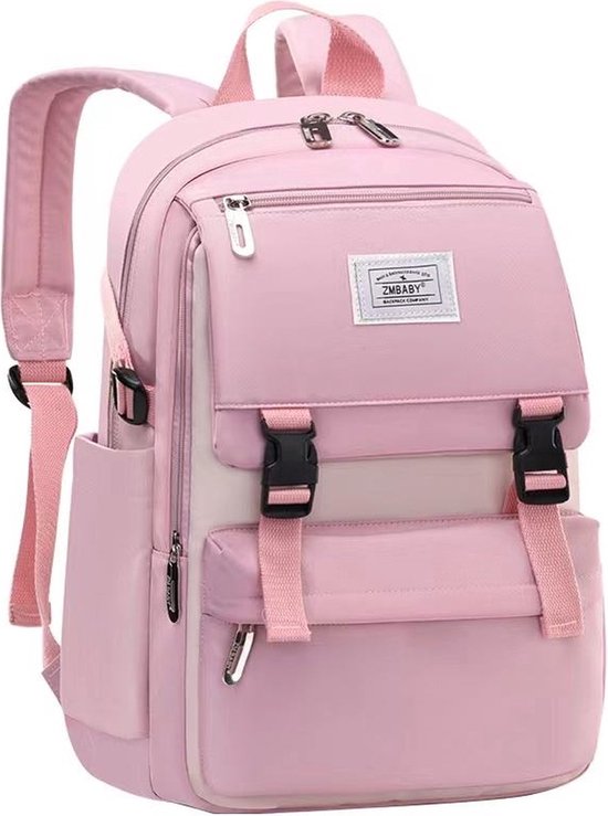 Sac à dos - École - Filles - Garçons - Ados - Imperméable - Cartable - 25 litres - Rose
