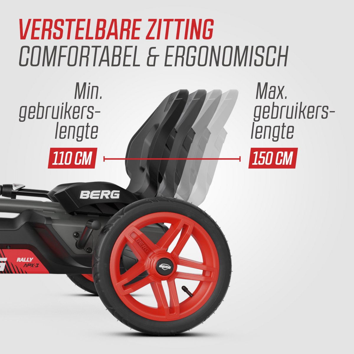 BERG Rally APX Red 3 Gears Skelter - 4+ Jaar - Verstelbare Stoel - Drie versnellingen - LED verlichting - Soundbox Race - Rood — afbeelding 8