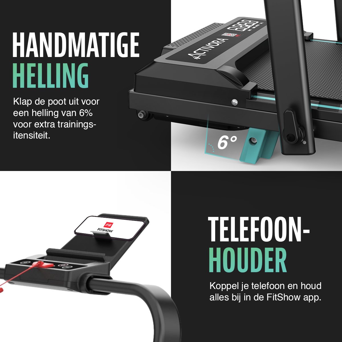 Afbeelding 3 van Activora Loopband - Inclusief antislipmat en app - 1 t/m 12 km/u - Inklapbaar - Walking pad - 6% Hellingfunctie - Loopbanden voor thuis - Wandelband - Hometrainer