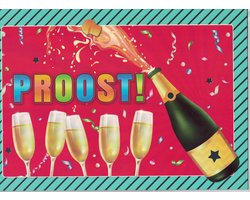 Wenskaart - A4 - XL wenskaart - proost - mijlpaal - nieuwe baan - felicitatie - hartelijk gefeliciteerd - geslaagd - champagne - toost - vieren - gefeliciteerd met je pensioen - pensioen - stoppen met werken - Extra grote kaart