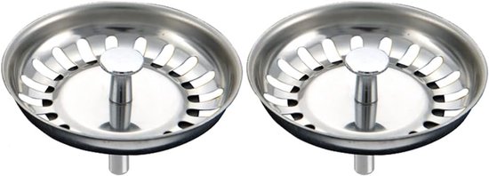 Foto: Afvoerstop 2 stuks gootsteen zeef rvs gootsteen stop korfplug universeel afvoerplug gootsteen zeven gootsteen plug spoelbak zeef ontstopper voor afvoer wasbak keukenaccessoires geschikt voor spoelbakken 79mm zilver