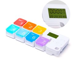 7-vaks wekelijkse pillendoos - Elektronische slimme herinneringsalarm - Luid geluid - Draagbare reisdoos voor medicijnbewaring met compartimenten - Dagelijkse medicijndispenser - Geschikt voor vitaminen, visolie, supplementen, enz