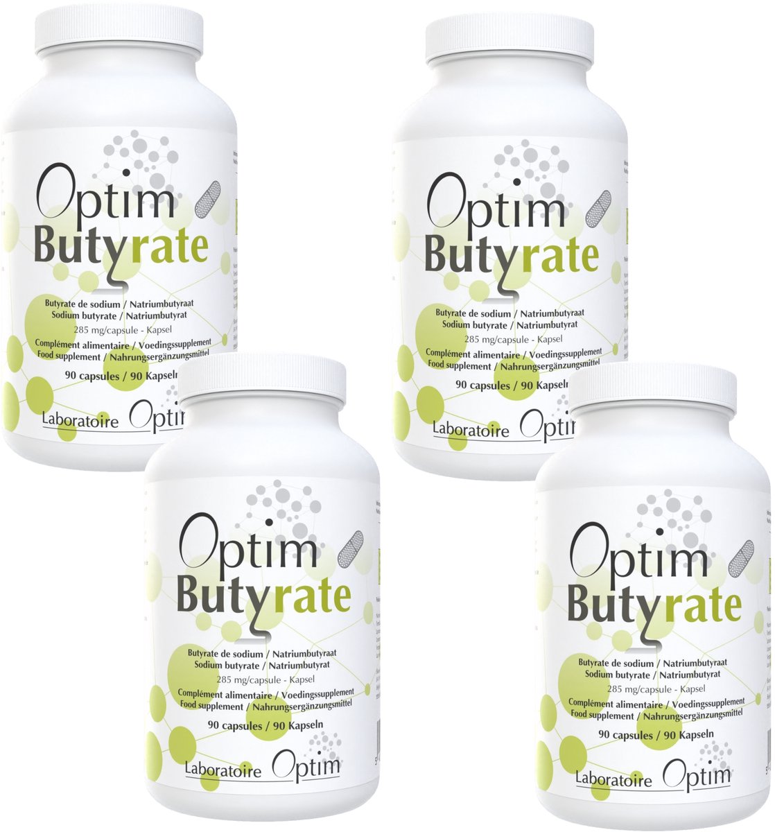 Goedkoopste PACK 4 x Optim Butyrate - 90 capsules - 285 mg natriumbutyraat - boterzuur - butyraat - darmtransit