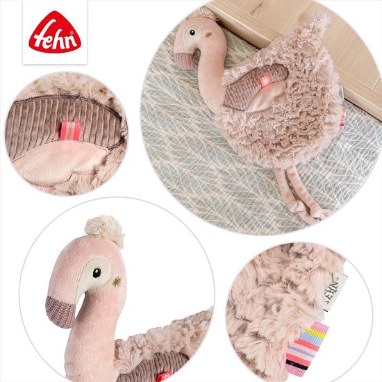 Fehn knuffeldoek flamingo roze baby speelgoed 33 cm. van Merkloos — afbeelding 3