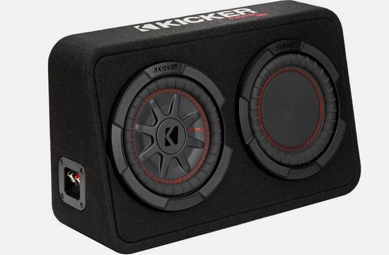 Kicker 43TCompRT84 Subwoofer-Gehäuse – 8 Zoll, 300 W RMS, Flach, Mit Passivem Radiator, Schwarz