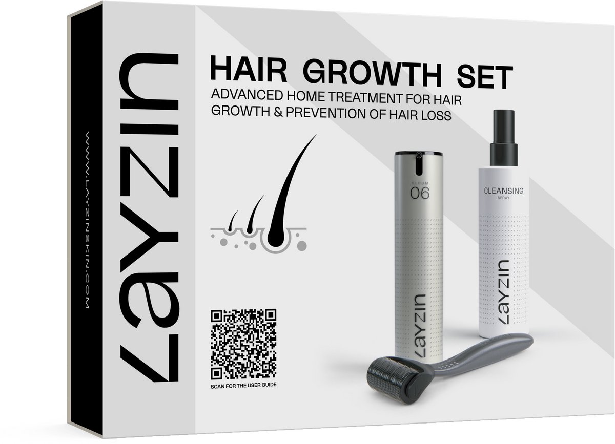 Bol.com LAYZIN Hair Growth Dermaroller Set – Microneedling tegen Haaruitval – Haargroei Serum met 5% Capixyl™ – Alternatief voor... aanbieding