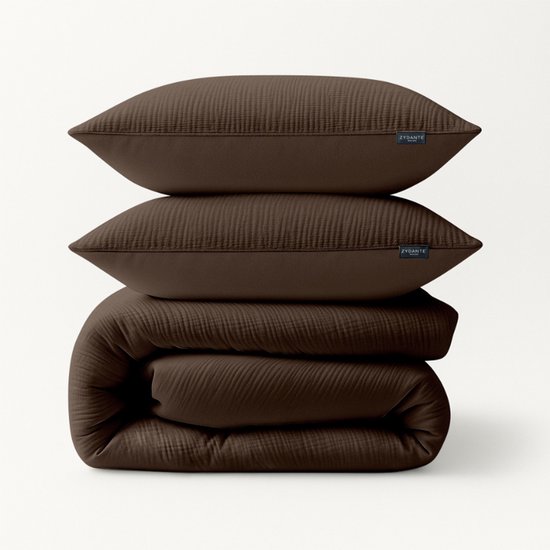 Decoware Dekbed zonder Overtrek - Easy dekbed - Hoesloos Dekbed Wasbaar - Incl. Kussensloop - All Season - Mousseline Chocolade - 140x200