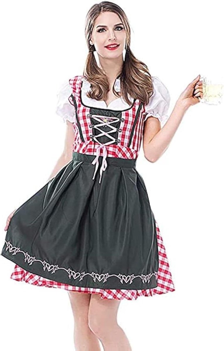 Oktoberfest outfit korte mouwen dames - Duitse bierjurk Beierse jurk Halloween