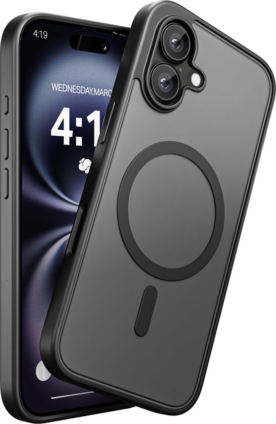 Hoesje Geschikt voor iPhone 16 - Zwart - Geschikt voor MagSafe – Slank, Sterk en Shock proof