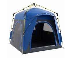 Outsunny-Campingzelt-Polyester, Aluminium-240L x 240B x 199H cm-Blau
