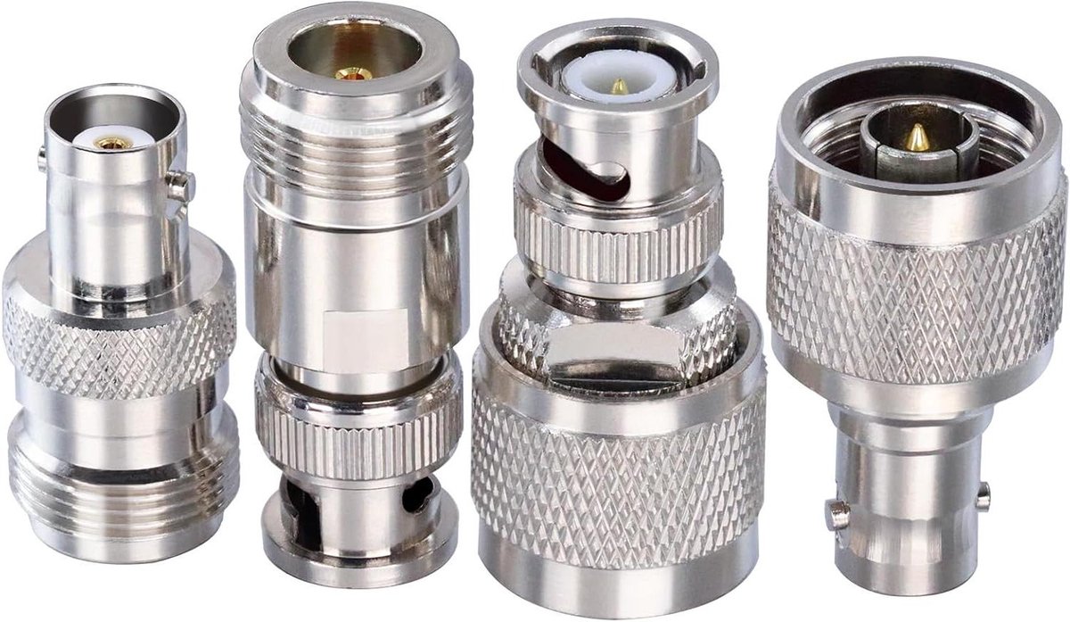 JGS Premium - N Type naar BNC Connector Kit voor WiFi Antenne - RF Coaxiale Connector Set - 4 Type Coax Adapter Kit