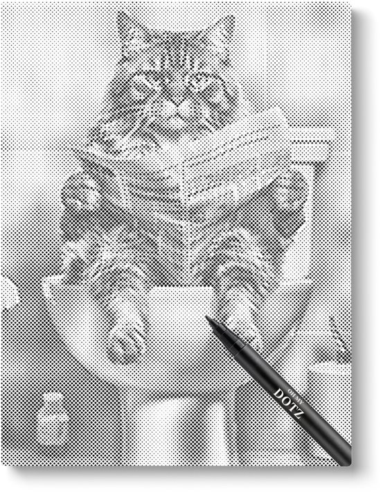 Chat sur les toilettes | 30x40cm | Peinture par points | Toile lâche | Peinture au Diamond et Peinture par numéro alternative | Peinture en pointillé