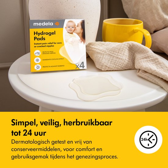 Compresses Medela Hydrogel pour un soulagement immédiat de la douleur. Effet rafraîchissant. Protège contre les frottements.