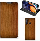 Geschikt voor Samsung Galaxy A60 Book Wallet Case Donker Hout