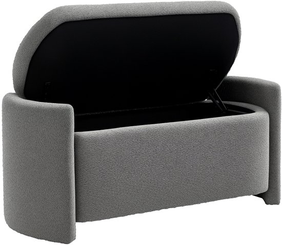 HOMCOM-Sitzbank mit Stauraum-Polyester, Eukalyptusholz-105L x 44B x 45,5H cm-Grau