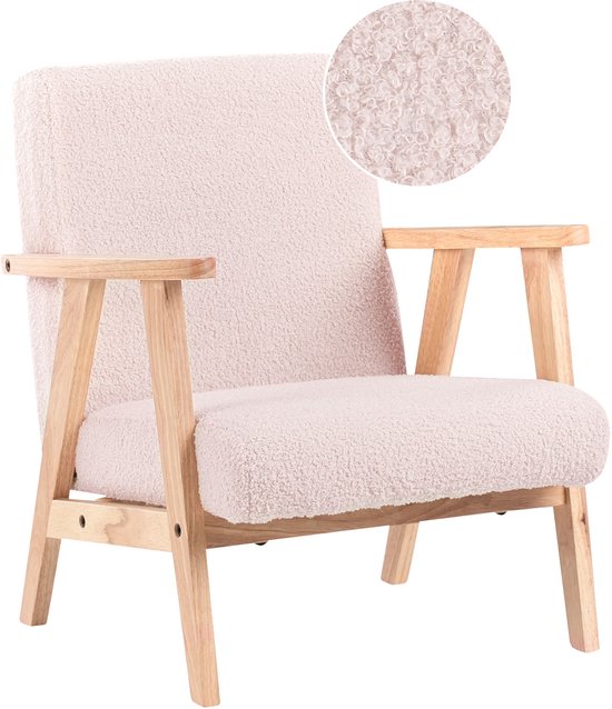 Fauteuil enfant LINDE Bouclé Rose pastel