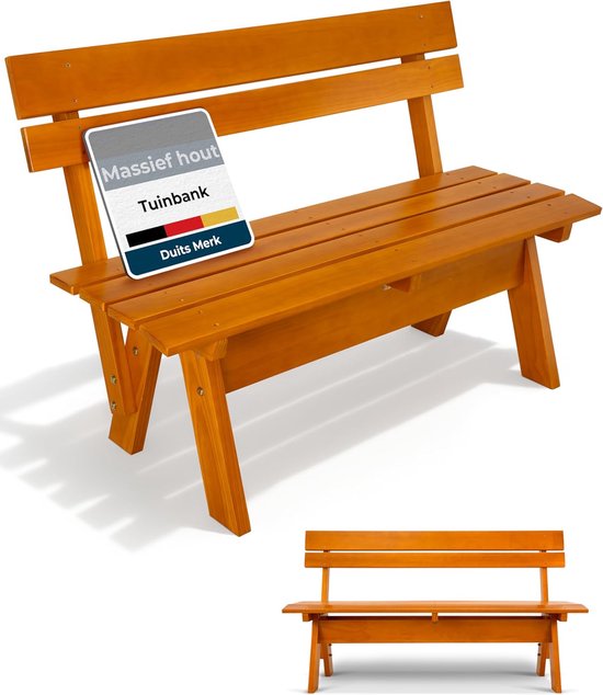 GIANTEX Tuinbank, weerbestendig, houten bank, zitbank voor 2 tot 3 personen, parkbank van massief hout gecarboniseerd, tuin-terrasbank, belastbaar tot 325 kg, gebogen balkonbank, 139 x 36 x 41 cm