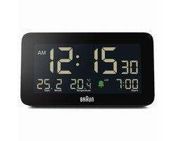 Braun BC10B - Wekker - Digitaal - Alarm - Achtergrondverlichtig - Tijdsaanduiding - 12/24 - Datumaanduiding - Temperatuuraanduiding - Snooze - Zwart