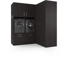 Wasophoogte® Wasmachine Kast Milan - Wasmachine verhoger - Wasmachine ombouw - 700(D)*2030(B)*2350(H) mm - Zwart
