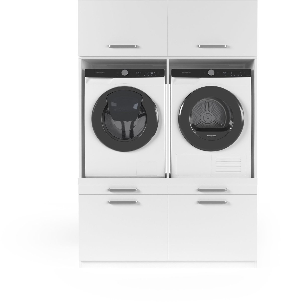 Wasophoogte® Wasmachine Kast Budapest - Wasmachine verhoger - Wasmachine ombouw - 700(D)*1330(B)*1990(H) mm - Wit