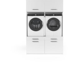 Wasophoogte® Wasmachine Kast Budapest - Wasmachine verhoger - Wasmachine ombouw - 700(D)*1330(B)*1990(H) mm - Wit